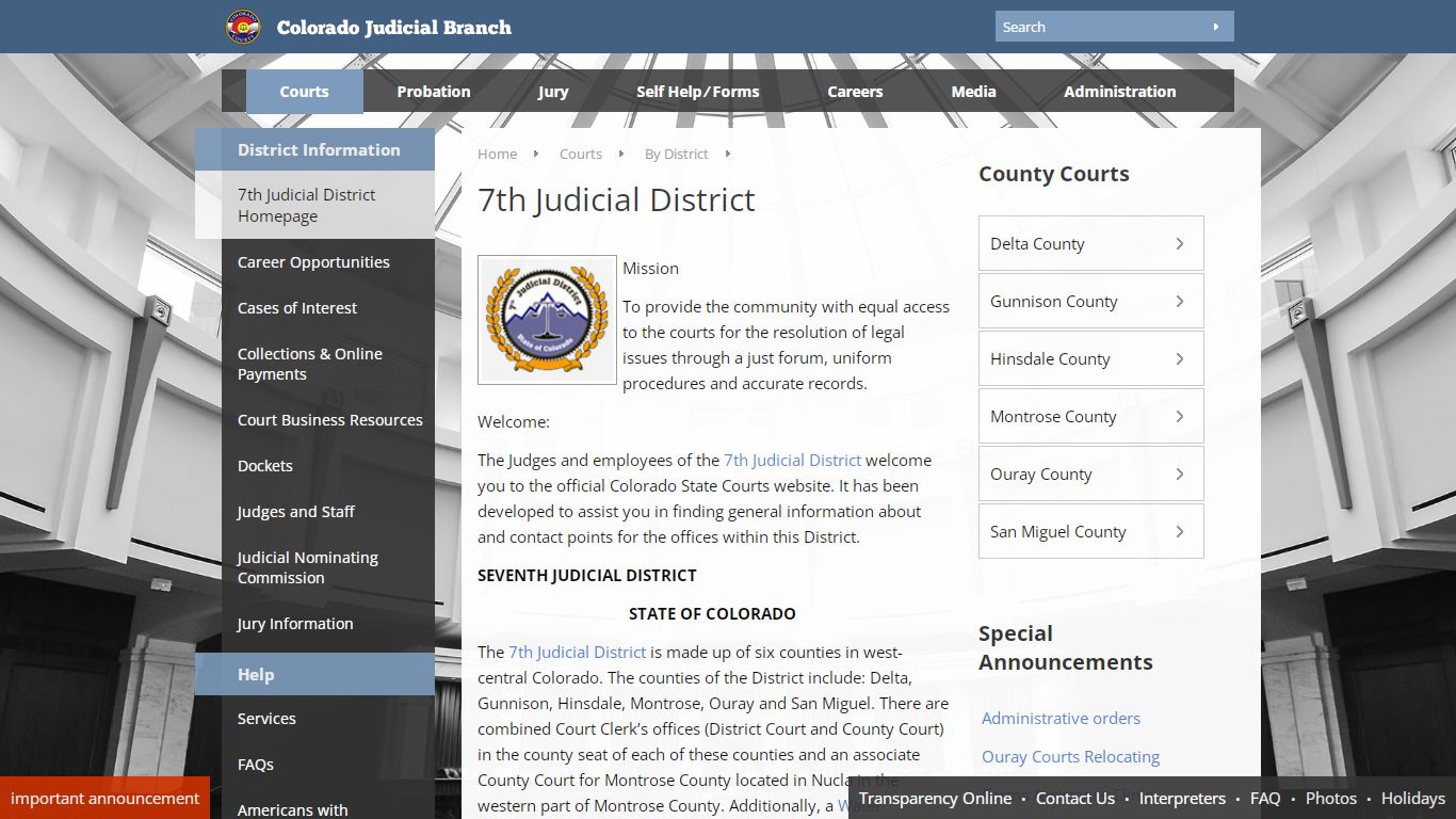 Colorado Judicial Branch - 7th Judicial District - Homepage